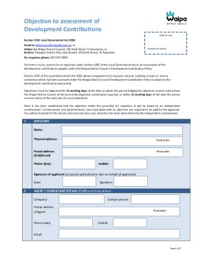 Fillable Online Objection To Development Contributions Form Pdf Fax