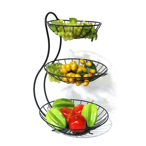 Goldmak Triple Tiers Display Stand High Quality Wire Basket Rack Fruit