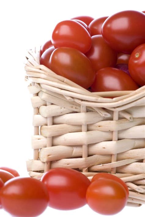 Cherry Tomatoes In Basket Stock Image Image Of Delicious 5995335