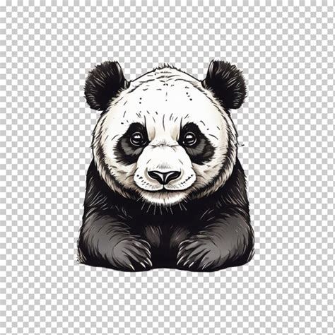 Un Dibujo De Un Oso Panda Con Una Nariz Negra Y Una Cara Blanca Psd