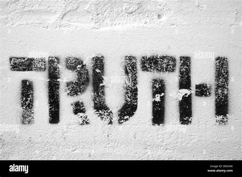 Truth Word Textured Stencil Print On The White Brick Wall Stock Photo