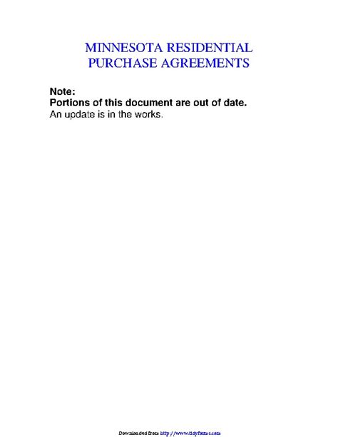 Minnesota Residential Purchase Agreements Sample Pdfsimpli