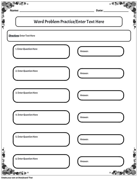 Problem Solving Portrait BW 3 Storyboard Af Worksheet Templates