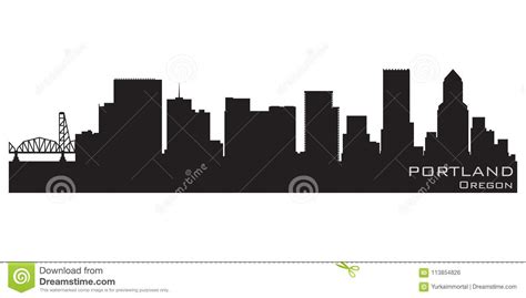 Portland Oregon City Skyline Detailed Vector Silhouette Stock Vector