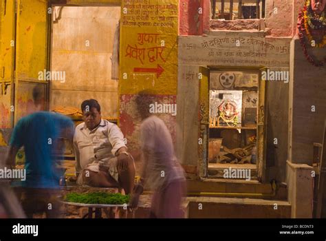 Night scene in Varanasi, India. Main ghat Stock Photo - Alamy