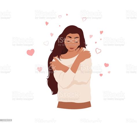 Woman Hugs Herself By The Shoulders Stock Illustration Download Image