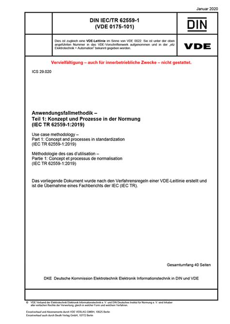 DIN IEC TR 62559 1 VDE 0175 101 2020 01 Normen VDE VERLAG