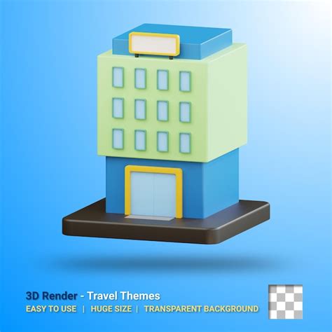 Premium Psd 3d Hotel Illustration With Transparent Background