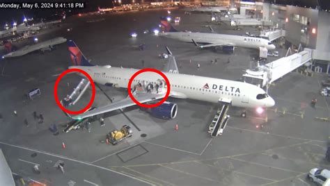 Moment Delta Plane Erupts Into Flames With Travelers Forced To Climb