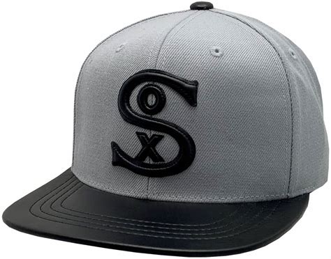 White Sox 1936 Logo Leather Flat Bill Adjustable Hat Grey/Black