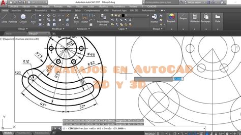 AutoCAD Círculos Diámetro Radio Tangente Acotar Matriz Polar YouTube