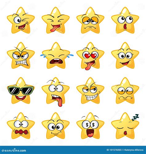 Cartoon Star Face. Emoji. Character Stock Vector - Illustration of ...