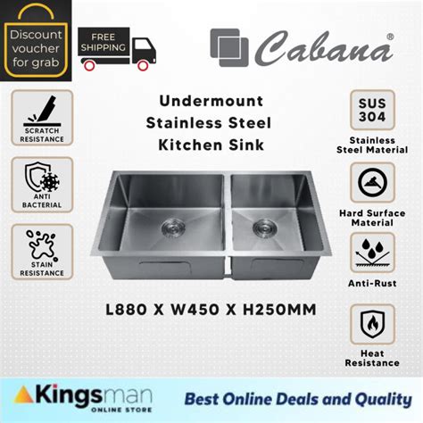 Kingsman Cabana Undermount Stainless Steel Home Living Kitchen Sink