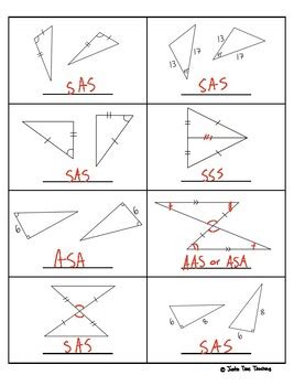 Triangle Congruence Geometry Worksheet - SSS, SAS, ASA, AAS, HL | TPT