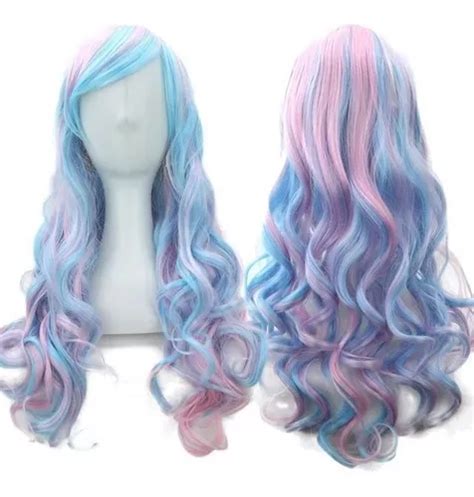 Peluca Colores Pastel Larga Disfraz Cosplay Niña Unicornio Cuotas sin