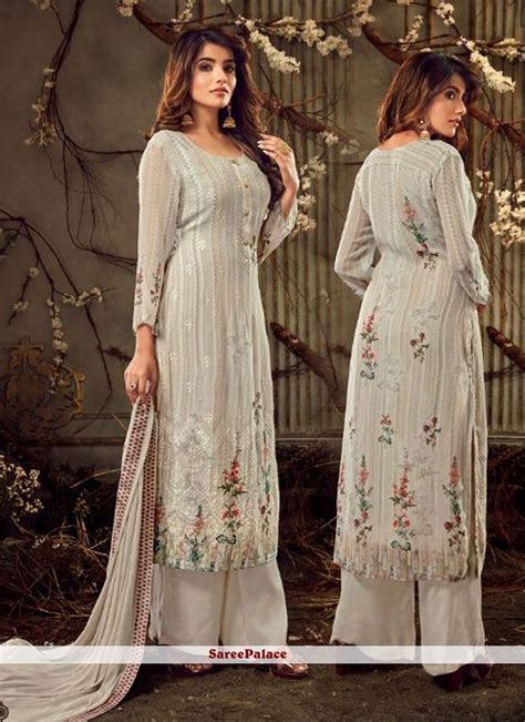 Buy Embroidered Off White Palazzo Suit Online Palazzo Suit Celebrity