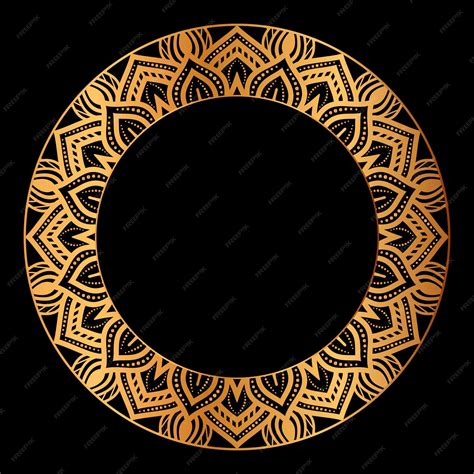 Premium Vector Luxury Golden Circle Frame With Vintage Mandala Gold