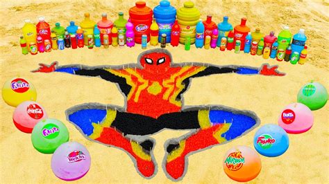 How To Make Rainbow Black Spiderman With Orbeez Big Monster Fanta