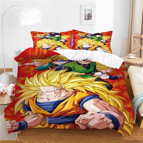 Japanese Anime Dragon Ball Bed Sets Classic Manga Goku Patterns Duvet