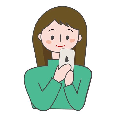 スマートフォン（スマフォ・携帯電話）を見ている女性のイラスト 商用フリー無料のイラスト素材なら「イラストマンション」