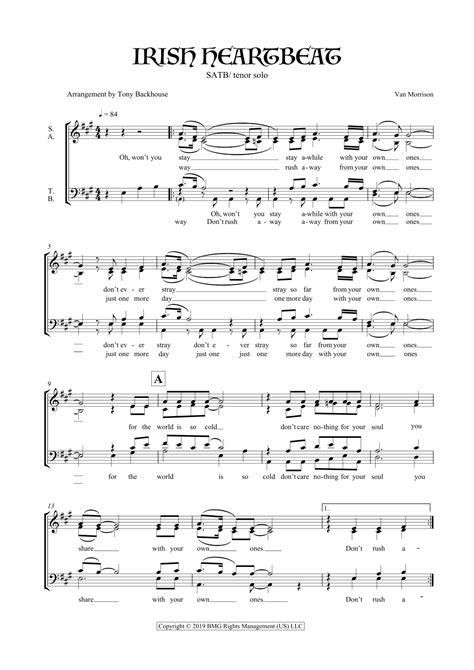 Irish Heartbeat Arr Tony Backhouse By Van Morrison Sheet Music For