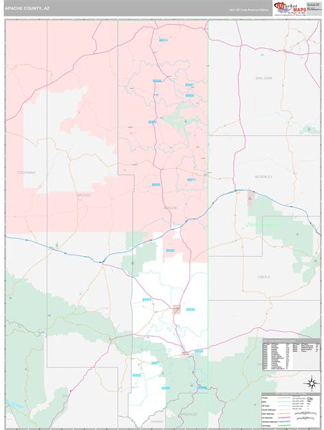 Apache County, AZ Wall Map Premium Style by MarketMAPS - MapSales