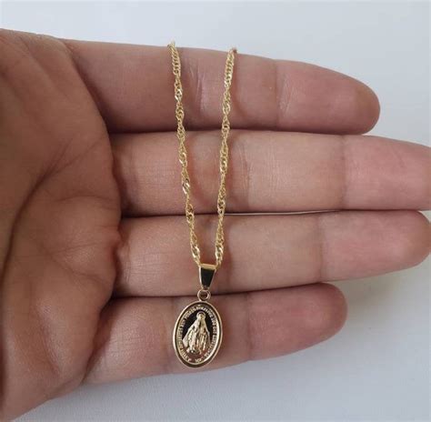 K Gold Filled Virgin Mary Necklace Virgin Mary Necklace Virgen