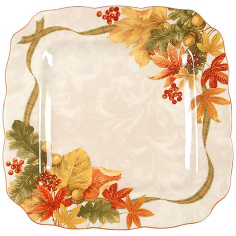 Autumn Celebration Square Dinner Plate By Fifth Pts