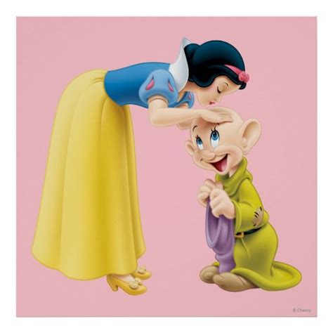 Snow White Kissing Dopey On The Head Poster Disney