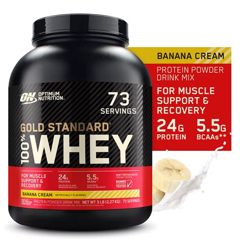 Optimum Nutrition Gold Standard 100 Whey Protein Isolate Powder Banana Cream5lb 73serv