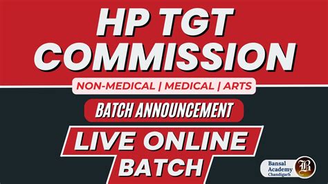 HP TGT Commission 2023 Batch Announcement Bansal Academy YouTube