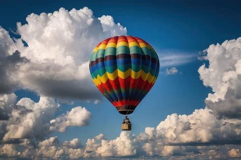 Premium Photo Colorful Hot Air Balloon Floating Above Clouds