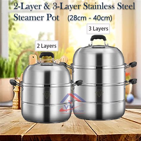 Sus Stainless Steel Layer Layer Steamer Pot Steam Pot Cooking Pot Boiler Soup Pot Hot Pot