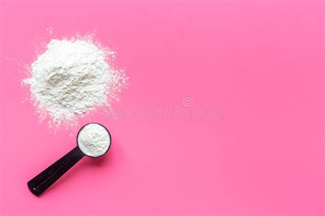 White Whey Protein Powder In Scoop Sport Nutrition Concept Stock Photo