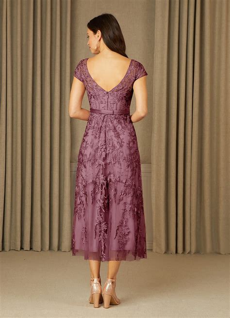 Azazie Sanna Vintage Mauve A Line Scoop Lace Tulle Dress Azazie