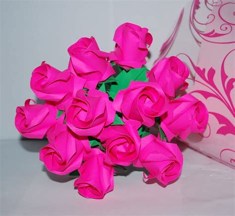 Dozen Origami Rose Bouquet Paper Rose Bouquet Origami Etsy Paper Roses Rose Bouquet