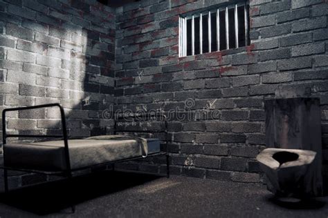 Dark prison cell at night stock photo. Image of brickwalls - 16387570