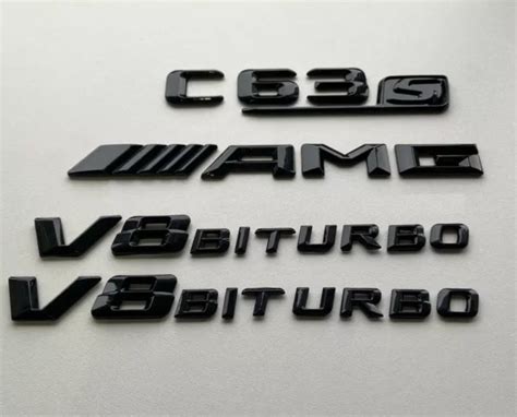 MERCEDES BENZ C63S AMG V8 BITURBO Rear Star Emblem Badge Set Gloss