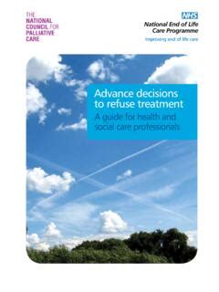 Advance Decisions To Refuse Treatment NHS England Advance Decisions