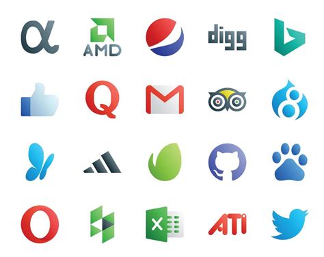 20 Social Media Icon Pack Including Github Adidas Gmail Msn Travel