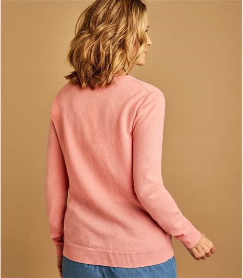 Pretty Pink Cashmere Merino Crew Neck Cardigan Woolovers Uk