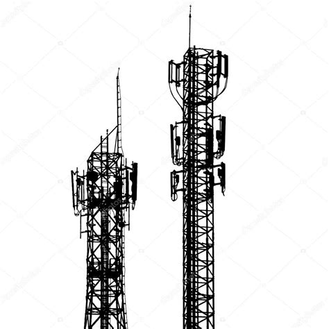 Torre De Telecomunicaciones Vectorial Con Antena Diferente Aislada En