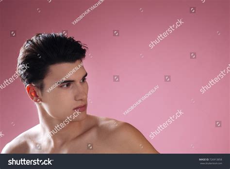 Naked Brunette Standing Over Pink Background Stock Photo Shutterstock
