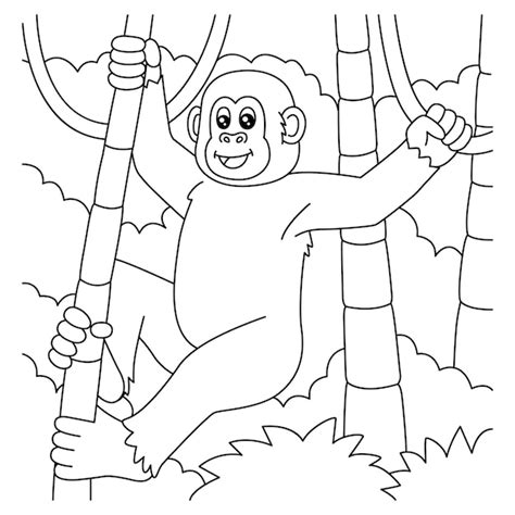 Coloriage Chimpanz Pour Enfants Vecteur Premium