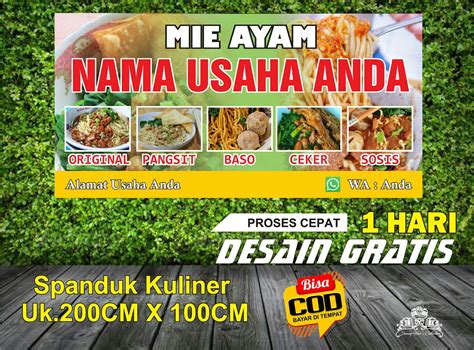 Spanduk Banner Mie Ayam Uk200 Cm X100 Cm Lazada Indonesia