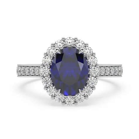 Classic Oval Blue Sapphire Halo Ring Waldemar Jewellers