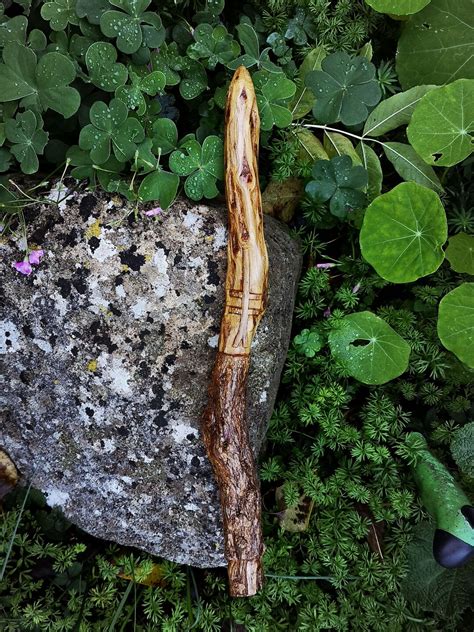 Celtic Ogham Wand Gorse Unique And Lovingly Hand Carved For Pagans