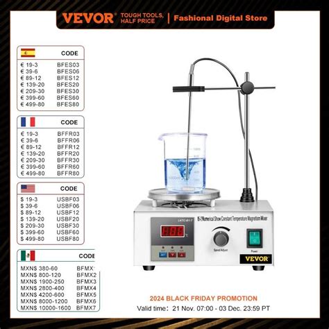 Vevor L Heating Magnetic Stirrer Hot Plate W Stir Bar R Min