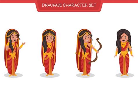 Premium Vector Cartoon Illustration Of Draupadi Character Set