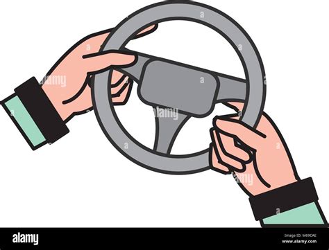 Man Hands Driveing Steering Wheel Stock Vector Image Art Alamy